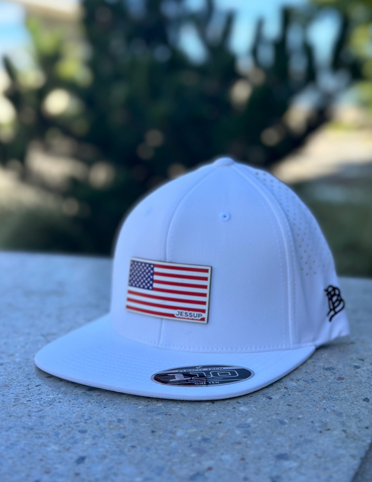 Branded Bills Hat - White Flat | White Leather