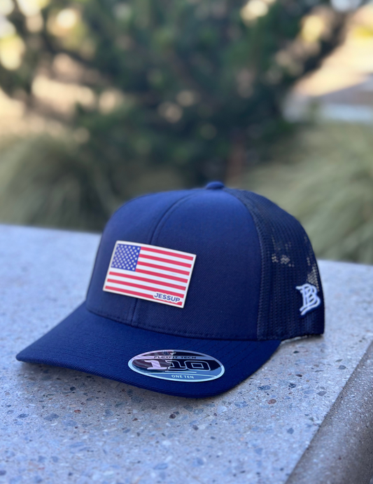 Branded Bills Hat - Navy | White Leather